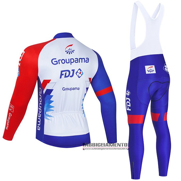 Abbigliamento Groupama-FDJ 2021 Manica Lunga e Calzamaglia Con Bretelle Blu Bianco Rosso - Clicca l'immagine per chiudere